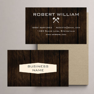 Rustic Wood Crossed Axes Contractor Business Card