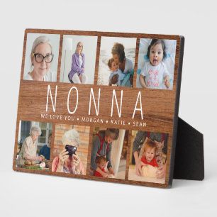 Rustic Wood Custom 8 Photo Modern nonna Gift Plaque