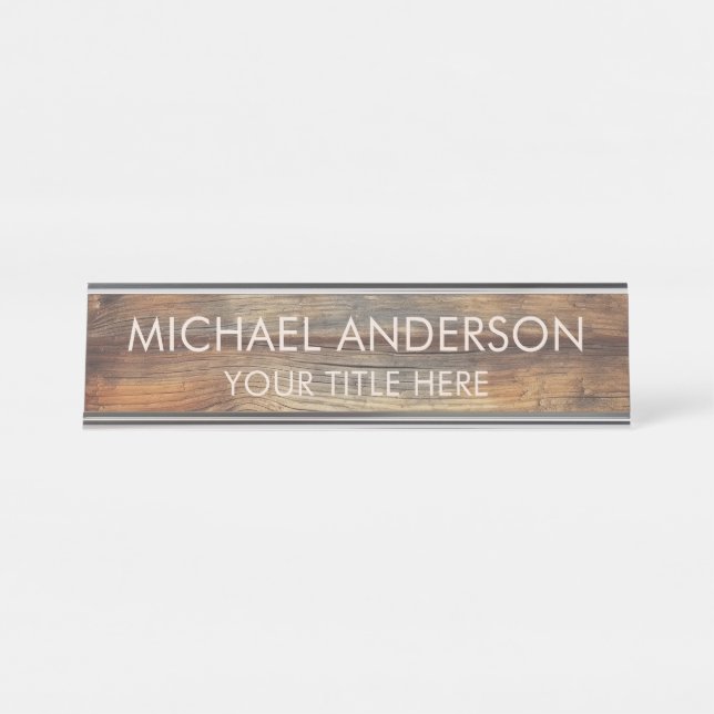 Rustic Wood Custom  Desk Name Plate (Front)