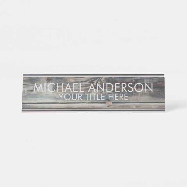 Rustic Wood Custom  Desk Name Plate (Front)