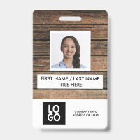 Rustic Wood Custom Employee Photo Name