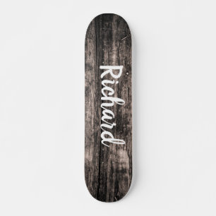 Rustic Wood Custom Name Personalised  Skateboard