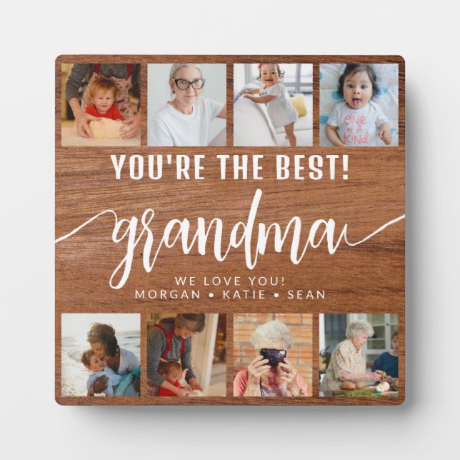 Rustic Wood Custom Photo You're the Best Grandma Plaque (Front)