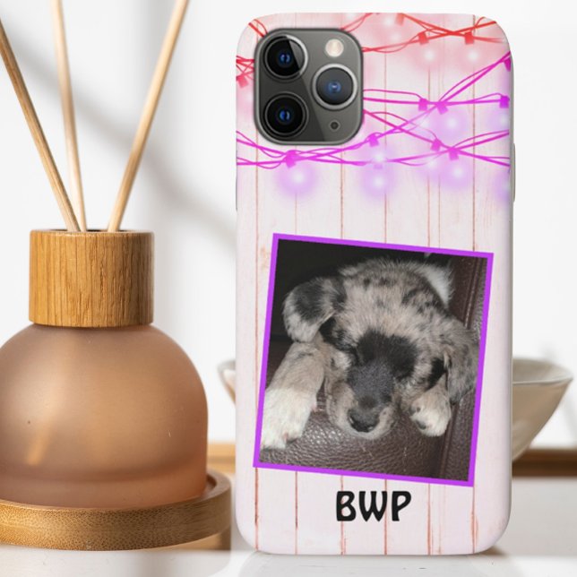 Rustic Wood Custom Square Photo Cute Puppy Case-Mate iPhone Case (Creator Uploaded)