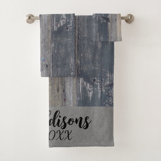 Rustic Wood Customised Family Name Bath Towel Set (Insitu)