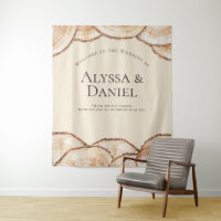 Rustic wood cut slice Custom Names Wedding