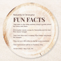 Rustic Wood Cut slice fun fact list Custom Wedding