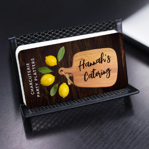 Rustic Wood Cutting Board Citrus Cooking Script Business Card