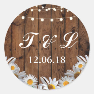 Rustic Wood Daisy Light Flower Stickers Labels