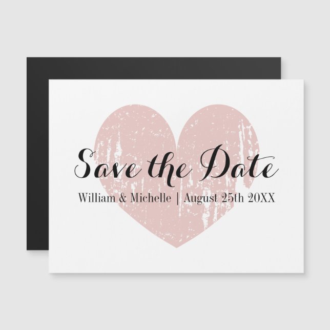 Rustic wood deer antler wedding save the date magnetic invitation (Front/Back)