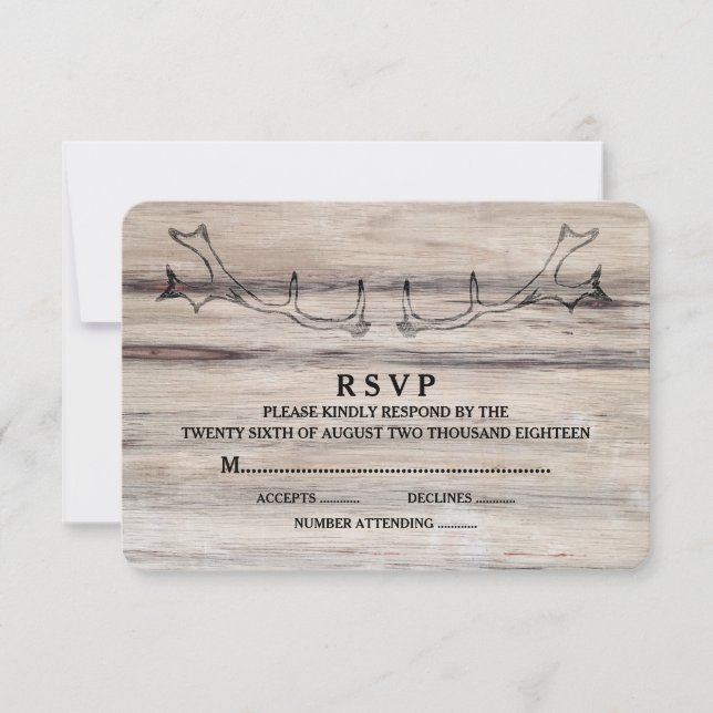 Rustic Wood | Deer Wedding RSVP Card (Front)