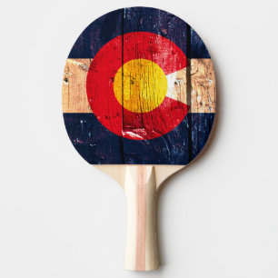Rustic wood Denver Colorado flag pingpong paddle