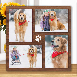 Rustic Wood Dog Lover Photo Collage Plaque