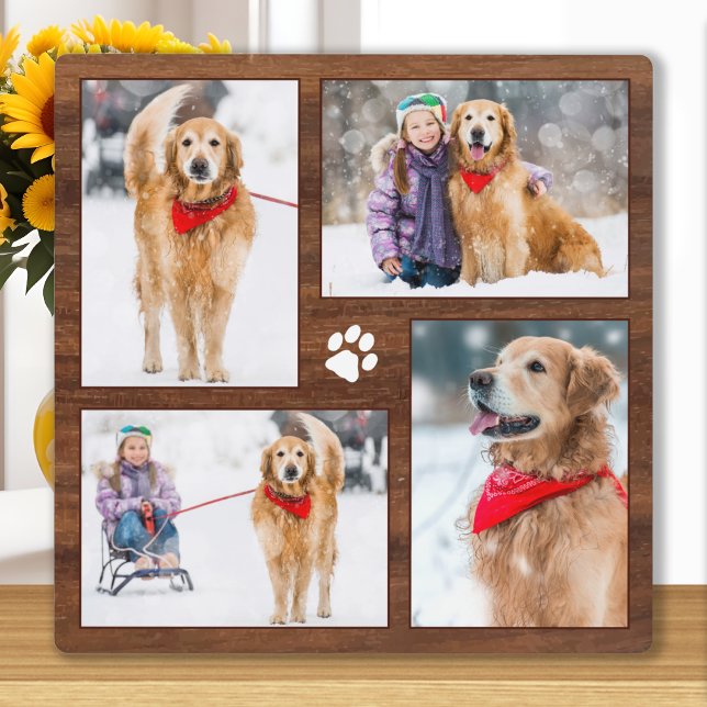 Rustic Wood Dog Lover Photo Collage Plaque (Creator Uploaded)