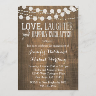 Rustic Wood Engagement Party Invitation