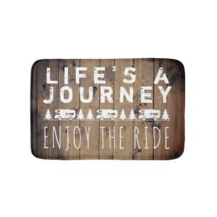 Rustic Wood Enjoy the Ride RV Camper Quote Bath Mat