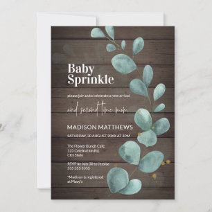 Rustic Wood Eucalyptus Greenery Baby Sprinkle Invi Invitation