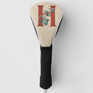 Rustic Wood & Eucalyptus Letter H Golf Head Cover