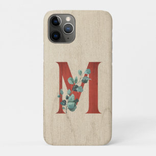 Rustic Wood & Eucalyptus Letter M  Case-Mate iPhone Case