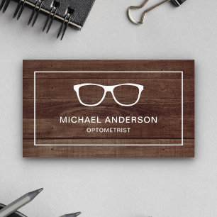 Rustic Wood Eyeglasses Eye Doctor Optometrist Business Card
