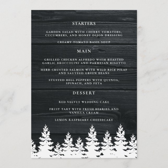 Rustic Wood Fall Autumn Winter Wedding Table Menu (Front)