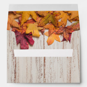Rustic Wood Fall Color Leaves Envelope