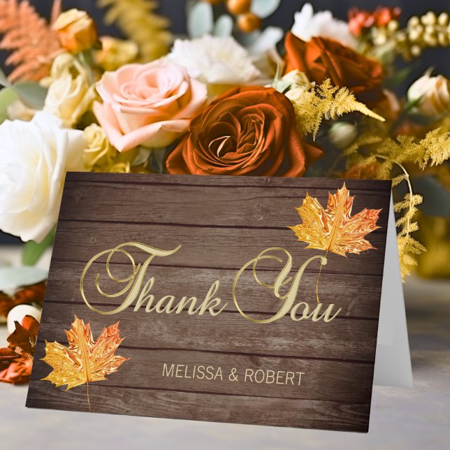 Rustic Wood Fall Orange Wedding Thank You (Rustic Wood Fall Orange Wedding Thank You)