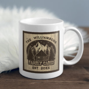 Rustic Wood Family Cabin Home Brown Name Keepsake Coffee Mug