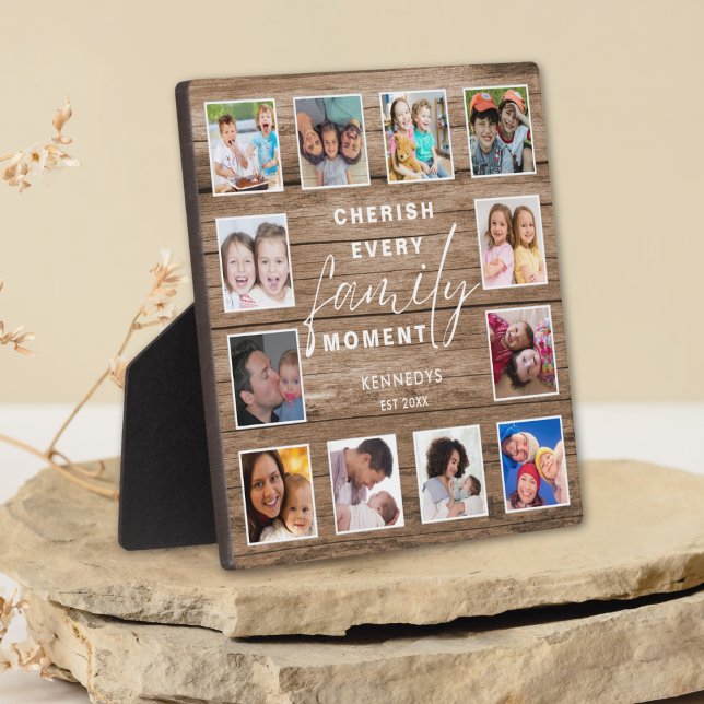 Rustic Wood Family Memories Quote 12 Photo Collage Plaque (Rustic Wood Family Memories Quote 12 Photo Collage Plaque)