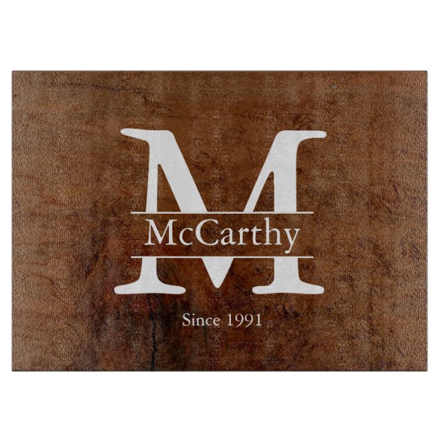 Rustic wood family name custom  cutting board (Front)