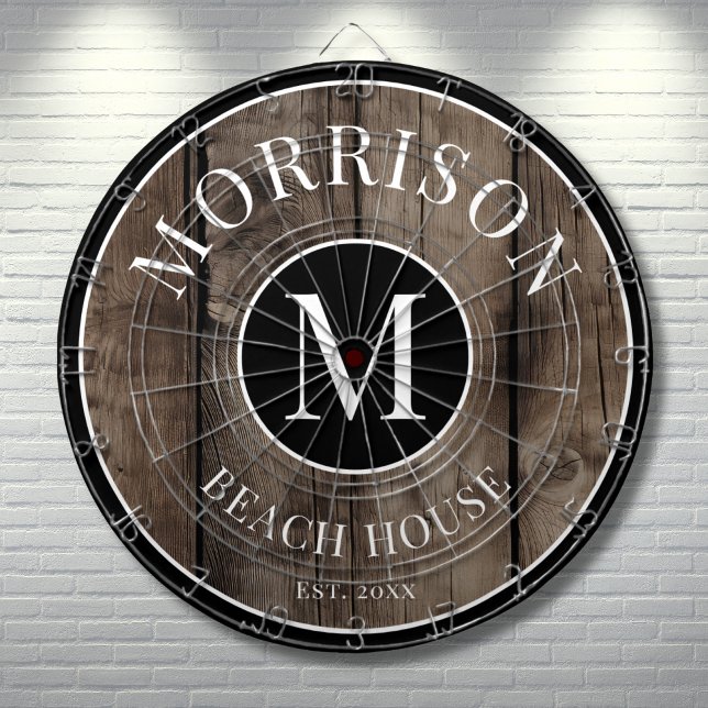Rustic Wood Family Name  Dartboard (Rustic Wood Family Name Dart Board)
