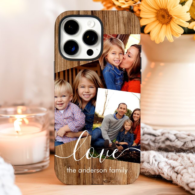 Rustic Wood Family Photo Collage Case-Mate iPhone Case (Creator Uploaded)