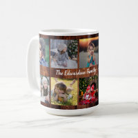 Rustic wood family photo collage family name coff