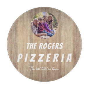 Rustic Wood Family Photo Pizzeria Cutting Board