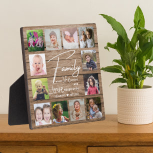 Rustic Wood Family Quote 12 Photo Collage  Plaque