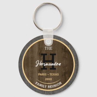 Rustic wood Family reunion Get together party Name Key Ring