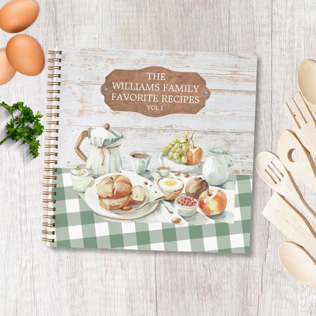 Rustic Wood Farmhouse Food Family Recipe Notebook (In situ)