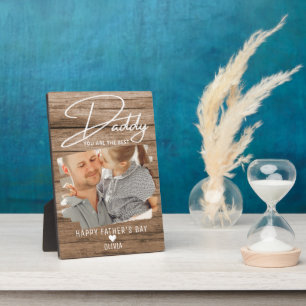 Rustic Wood Father's Day Best Daddy Photo Plaque