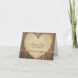 Rustic Wood Fence Boards Heart Thank You Notes