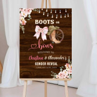Rustic Wood Floral Boots or Bows Gender Reveal