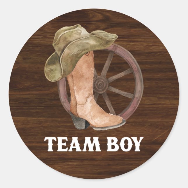Rustic Wood Floral Boots or Bows Team Boy Sticker (Front)