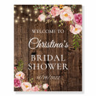 Rustic Wood Floral Bridal Shower Welcome Sign