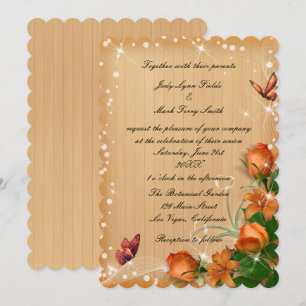Rustic Wood Floral Butterfly Wedding Invitation