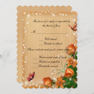 Rustic Wood Floral Butterfly Wedding Response Card