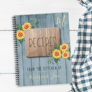 Rustic Wood Floral   Chef monogram recipe book