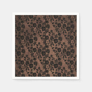 Rustic Wood & Floral Lace Lacy Lingerie Shower Napkin