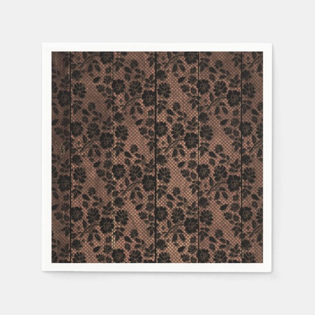 Rustic Wood & Floral Lace Lacy Lingerie Shower Napkin (Front)