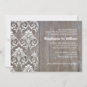 Rustic Wood Floral Wedding Invitation
