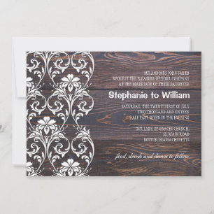 Rustic Wood Floral Wedding Invitation
