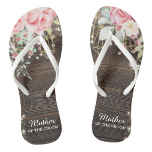 Rustic Wood Floral Wedding Mother of the Groom Jandals